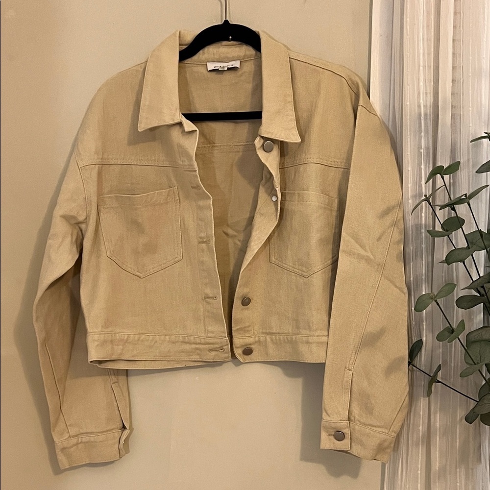 Gilli Tan 100% Cotton Natural Fiber Minimalist Stockholm Style Jean Jacket
